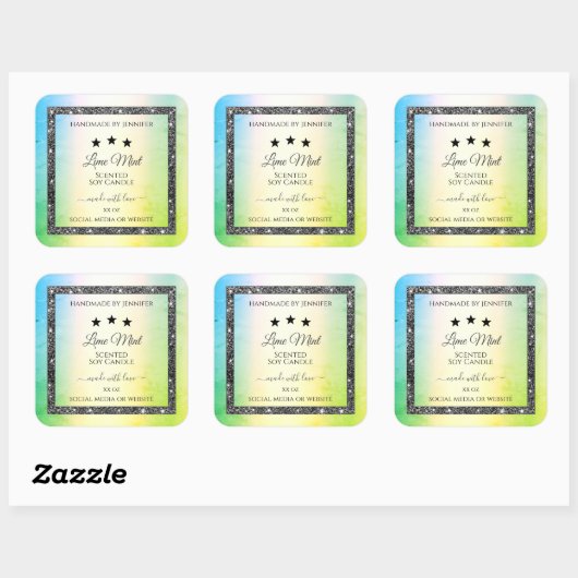 Etoiles Parties scintillant argent Étiquettes prod (Feuille)