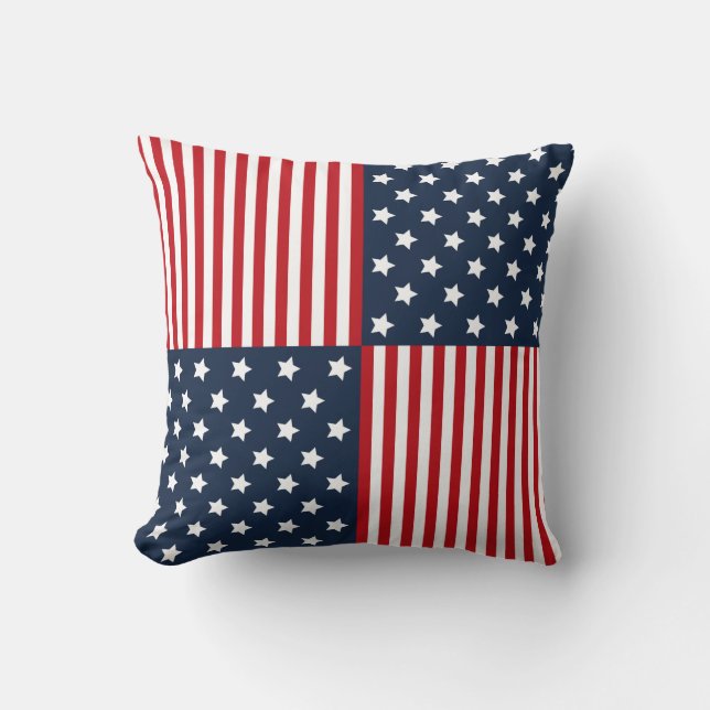 Étoiles patriotiques et coussin bleu blanc rouge (Recto)