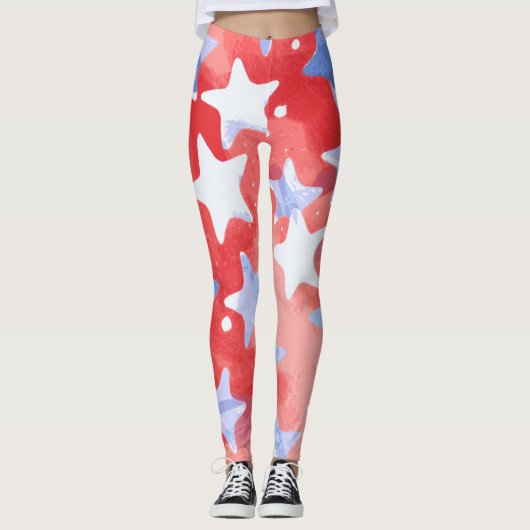 Étoiles patriotiques Leggings pour 4 juillet (Devant)