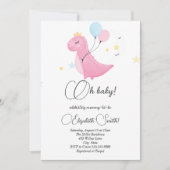 Étoiles, points, invitation baby shower dinosaure (Devant)