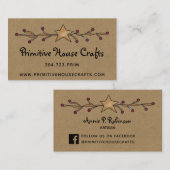 ÉTOILES PRIMITIVES & BERRIES SUR KRAFT CARTE DE VI (Devant / Derrière)