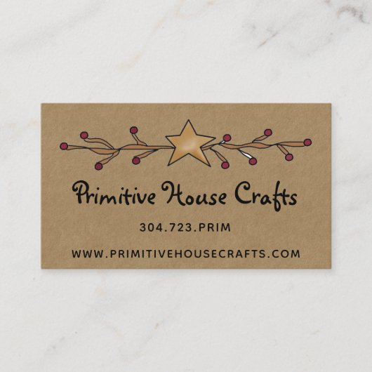 ÉTOILES PRIMITIVES & BERRIES SUR KRAFT CARTE DE VI (Devant)