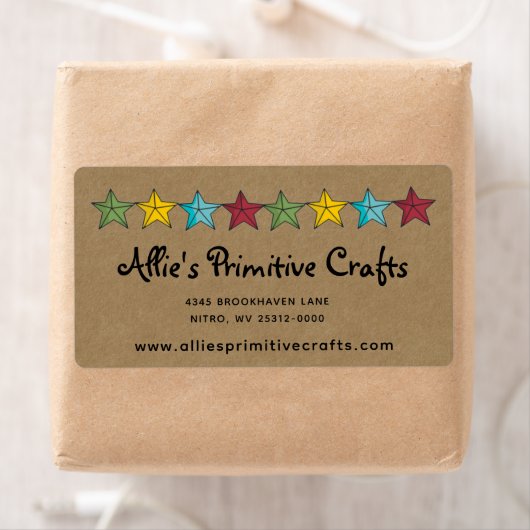 Étoiles primitives sur étiquette d'expédition Kraf (En situation)