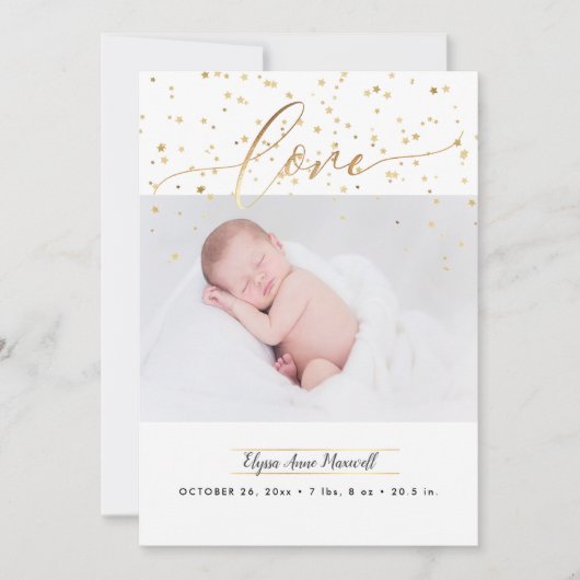 Étoiles rayées, Faire-part de naissance+Merci (Devant)