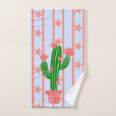 Étoiles, rayures, pois et cactus de corail (Serviette à main)