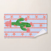Étoiles, rayures, pois et cactus de corail (Serviette à main)