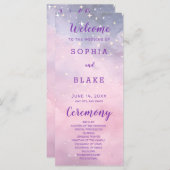 Étoiles rose et violet Programme de mariage célest (Devant / Derrière)