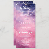 Étoiles rose et violet Programme de mariage célest (Devant / Derrière)