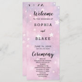 Étoiles rose et violet Programme de mariage célest (Devant / Derrière)