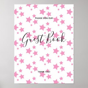 Étoiles roses Affiche de signalisation de livre de