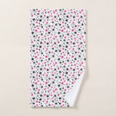 Étoiles Roses Argent Noires (Serviette à main)
