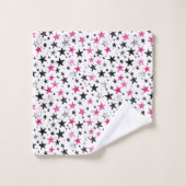 Étoiles Roses Argent Noires (Gant de toilette)