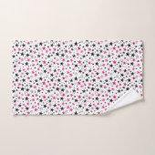 Étoiles Roses Argent Noires (Serviette à main)