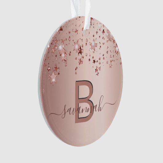 Étoiles roses en or rose vif monogramme goutte à g (devant)