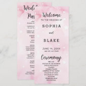 Étoiles roses et blanches Programme de mariage cél (Devant / Derrière)