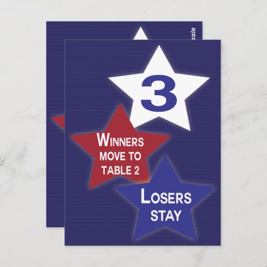 Étoiles Rouges, Blanches et Bleues Carte de Table  (Devant / Derrière)