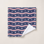 Étoiles rouges blanches et bleues et rayures ondul (Gant de toilette)