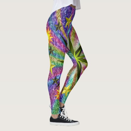 étoiles rouges jaunes leggings longs adolescent (Droite)