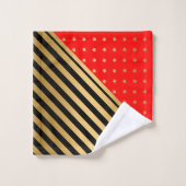 ÉTOILES ROUGES NOIR ET STRIPES SERVIETTES DE SALLE (Gant de toilette)