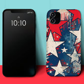 Étoiles rustiques et rayures coque iphone patrioti