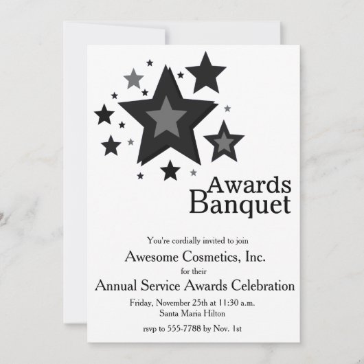 Étoiles sur le Invitation de l'événement White Bus (Devant)