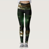 Étoiles sur Noël Arbre nuit Ciel foncé Leggings (Devant)