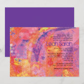 ÉTOILES TEXTUES Bat mitzvah ROSE Invitation (Devant / Derrière)