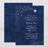 Étoiles Tombantes Argentées Invitations Formelles (Devant / Derrière)