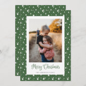 Étoiles vertes personnalisées Photo Joyeuses Carte (Devant / Derrière)
