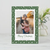 Étoiles vertes personnalisées Photo Joyeuses Carte (Debout devant)