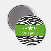 Étoiles vertes Zebra Imprimer Sweet 16 Magnet (Recto/Verso)