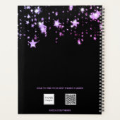 Étoiles violet noir script de nom monogramme (Dos)