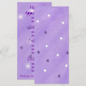 Étoiles violettes et blanches, Cartes de menu pers (Devant / Derrière)