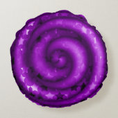 Étoiles violettes foncées torsadées Coussin rond (Dos)