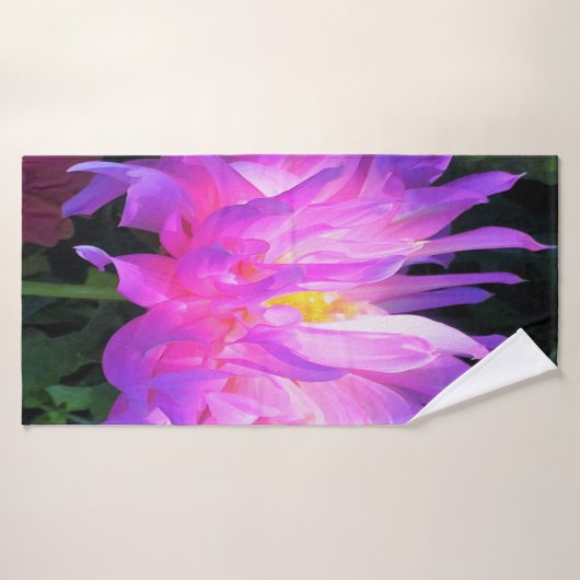 Étonnant Cactus rose et violet Dahlia (Serviette de bain)