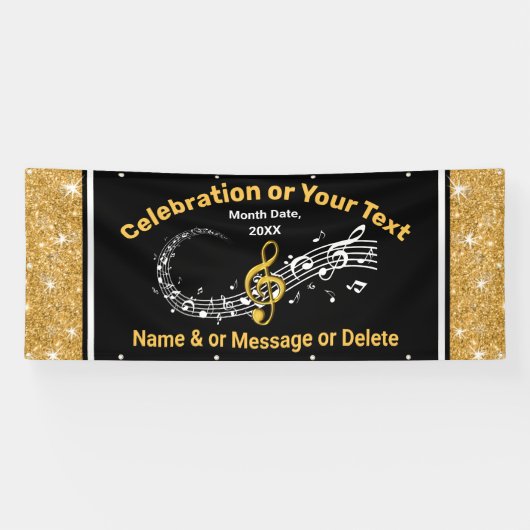 Étonnant, noir, or et blanc, bannière Music Note (Horizontal)