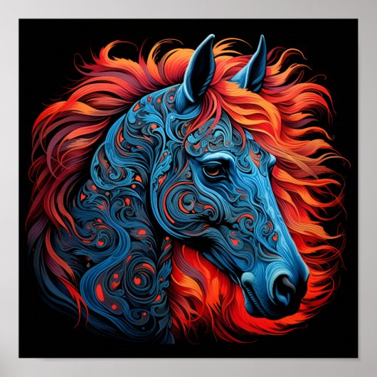 Étonnant poster de cheval arabe coloré (Devant)