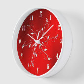 Étonnant Rouge Blanc Numéros Accent Carré Horloge  (Angle)