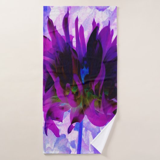 Étonnant violet et noir cactus Dahlia (Serviette de bain)