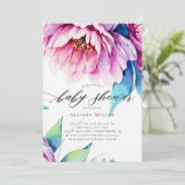 Étonnante Peonies rose Baby shower Invitation (Debout devant)