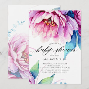 Étonnante Peonies rose Baby shower Invitation