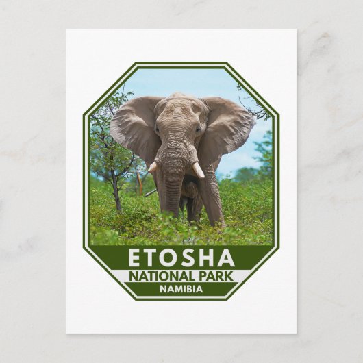 Etosha Nationaal Park Namibië Elephant Waterverf Briefkaart (Voorkant)