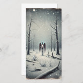 Étrange carte de vacances hivernale neige unique (Devant / Derrière)