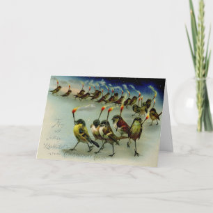 Étrange carte postale vintage de foule d'oiseaux a