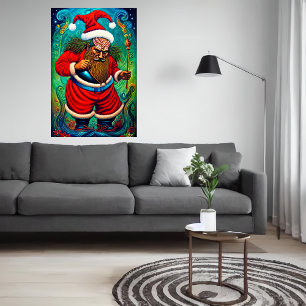 Étrange portrait du Père Noël AI Art Poster