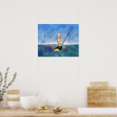 Étrange Poster de dessin de pêche de jour (Cuisine)