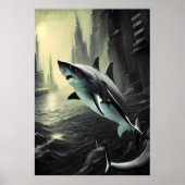 Étrange requin en ville | AI Art Poster (Devant)
