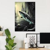 Étrange requin en ville | AI Art Poster (Bureau à domicile)