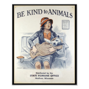 Être gentil envers les animaux - Poster vintage