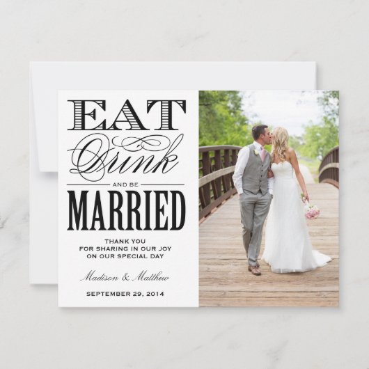 Être Marié | Merci Photo Carte Postale (Devant)